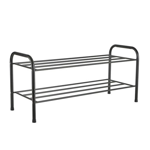 Black Metal 2 Tier Shoe Rack 4 Black Metal 2 Tier Shoe Rack - Image 2