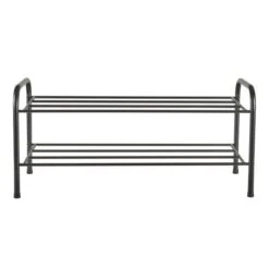 Black Metal 2 Tier Shoe Rack 7 Black Metal 2 Tier Shoe Rack -Dunelm 1000181497 alt02