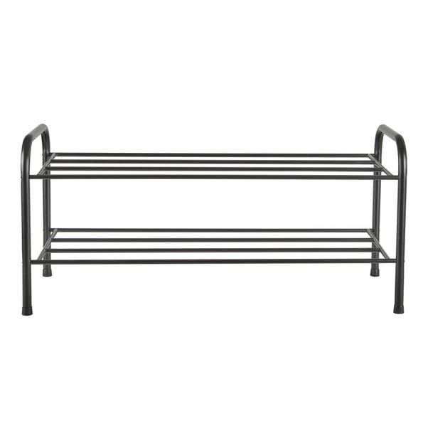 Black Metal 2 Tier Shoe Rack 5 Black Metal 2 Tier Shoe Rack - Image 3