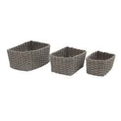 Set Of 3 Paper Rope Grey Storage Baskets 8 Set Of 3 Paper Rope Grey Storage Baskets -Dunelm 1000182508 alt01