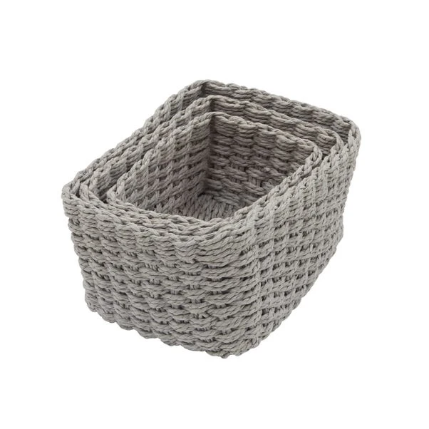 Set Of 3 Paper Rope Grey Storage Baskets 6 Set Of 3 Paper Rope Grey Storage Baskets - Image 4