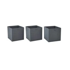 Set Of 3 Grey Foldable Storage Boxes