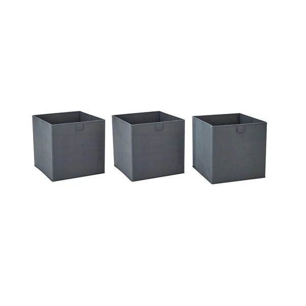 Set Of 3 Grey Foldable Storage Boxes 3 Set Of 3 Grey Foldable Storage Boxes