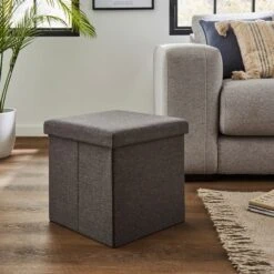 Faux Linen Cube Ottoman 40 Faux Linen Cube Ottoman -Dunelm 30723920