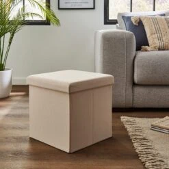 Faux Linen Cube Ottoman 36 Faux Linen Cube Ottoman -Dunelm 30723921