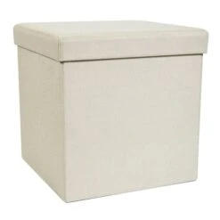 Faux Linen Cube Ottoman 39 Faux Linen Cube Ottoman -Dunelm 30723921 alt03