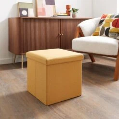 Faux Linen Cube Ottoman 31 Faux Linen Cube Ottoman -Dunelm 30723922
