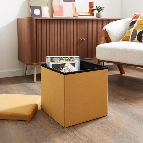 Faux Linen Cube Ottoman 13 Faux Linen Cube Ottoman - Image 11