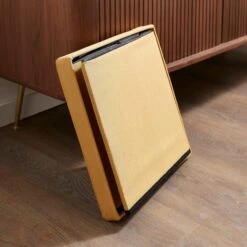 Faux Linen Cube Ottoman 34 Faux Linen Cube Ottoman -Dunelm 30723922 alt03