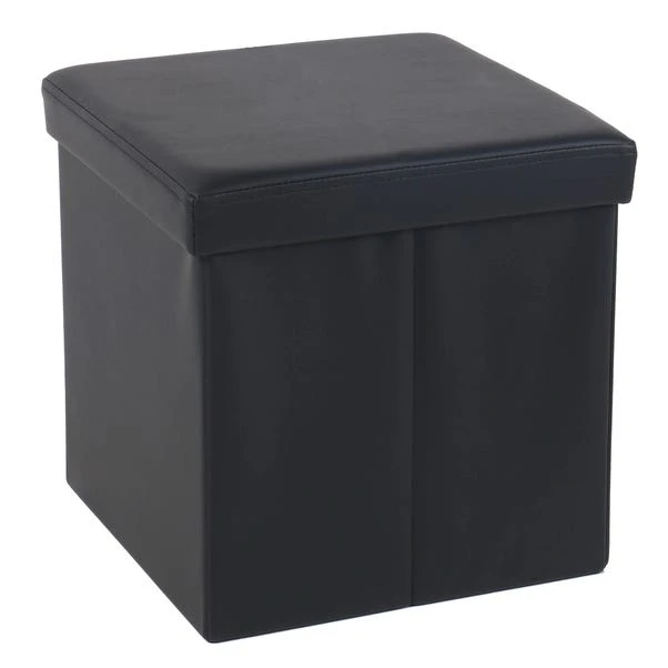 Faux Leather Cube Ottoman Black 7 Faux Leather Cube Ottoman Black - Image 5