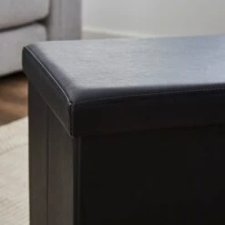 Faux Leather Ottoman Black 8 Faux Leather Ottoman Black -Dunelm 30723928 alt02