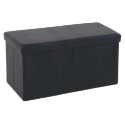 Faux Leather Ottoman Black 9 Faux Leather Ottoman Black -Dunelm 30723928 alt03