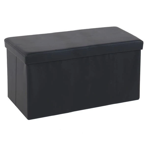 Faux Leather Ottoman Black 6 Faux Leather Ottoman Black - Image 4