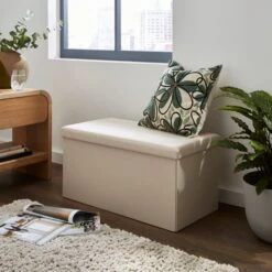 Faux Linen Rectangular Ottoman 41 Faux Linen Rectangular Ottoman -Dunelm 30723930