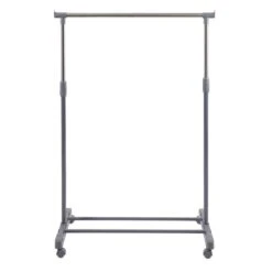Silver Extendable Clothes Rail With Wheels 8 Silver Extendable Clothes Rail With Wheels -Dunelm 30738076 alt02