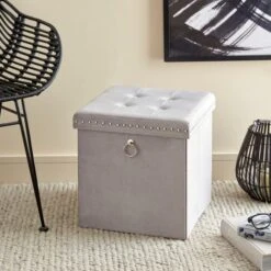 Velvet Cube Ottoman 38 Velvet Cube Ottoman -Dunelm 30769866