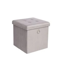 Velvet Cube Ottoman 41 Velvet Cube Ottoman -Dunelm 30769866 alt03