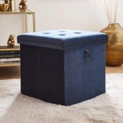 Velvet Cube Ottoman 32 Velvet Cube Ottoman -Dunelm 30769868