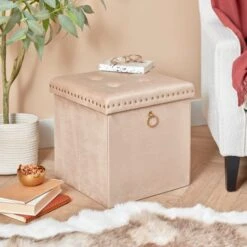 Velvet Cube Ottoman 26 Velvet Cube Ottoman -Dunelm 30769870
