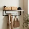 Fulton Wall Shelf With Hooks Pine 1 Fulton Wall Shelf With Hooks Pine -Dunelm 30769871