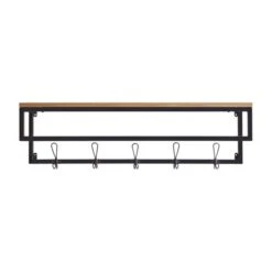 Fulton Wall Shelf With Hooks Pine 12 Fulton Wall Shelf With Hooks Pine -Dunelm 30769871 alt03