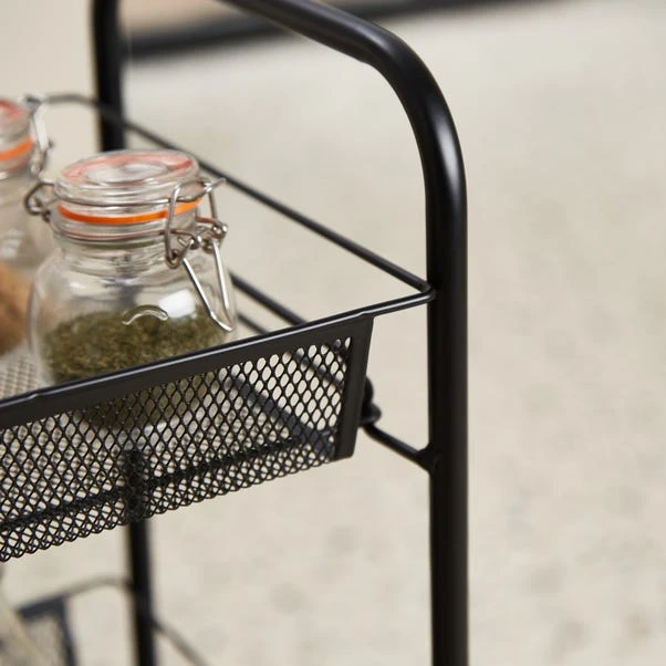 Black Mesh 3 Tier Storage Trolley 5 Black Mesh 3 Tier Storage Trolley - Image 3