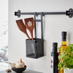 Matte Black Hanging Utensil Holder