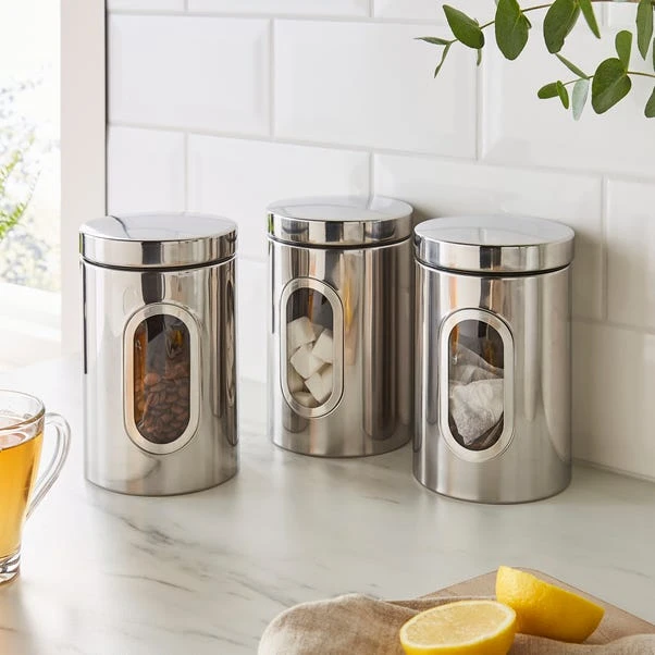 Set Of 3 Metal Kitchen Canisters 6 Set Of 3 Metal Kitchen Canisters - Image 4