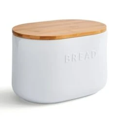 Ceramic Bread Bin White -Dunelm 30796455 alt02