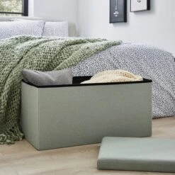 Faux Linen Rectangular Ottoman 38 Faux Linen Rectangular Ottoman -Dunelm 30801345