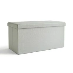 Faux Linen Rectangular Ottoman 39 Faux Linen Rectangular Ottoman -Dunelm 30801345 alt01