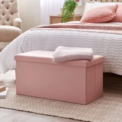 Faux Linen Rectangular Ottoman 34 Faux Linen Rectangular Ottoman -Dunelm 30801346