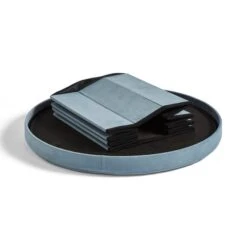 Velvet Large Round Ottoman, Pacific Blue 16 Velvet Large Round Ottoman, Pacific Blue -Dunelm 30801741 alt06