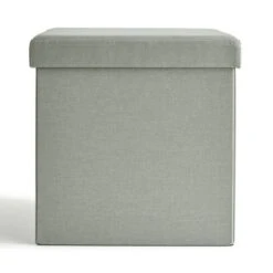 Faux Linen Cube Ottoman 24 Faux Linen Cube Ottoman -Dunelm 30803567 alt02