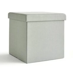 Faux Linen Cube Ottoman 25 Faux Linen Cube Ottoman -Dunelm 30803567 alt03