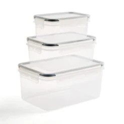 Set Of 3 Clip Lock Rectangle Containers 7 Set Of 3 Clip Lock Rectangle Containers -Dunelm 30817143 alt02