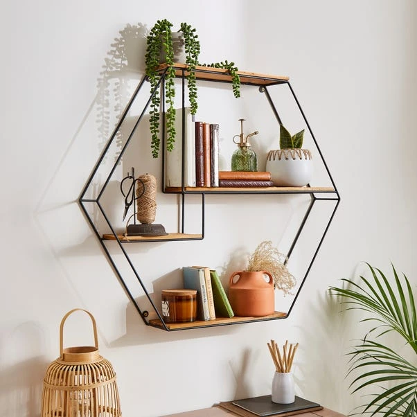 Industrial Metal Hexagonal Shelf 3 Industrial Metal Hexagonal Shelf