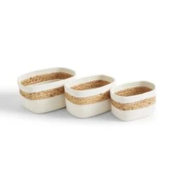 Set Of 3 Mixed Material Storage Baskets 7 Set Of 3 Mixed Material Storage Baskets -Dunelm 30835126 alt02