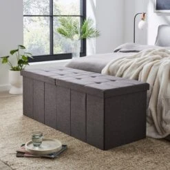 Faux Linen Bed Ottoman -Dunelm 30835301