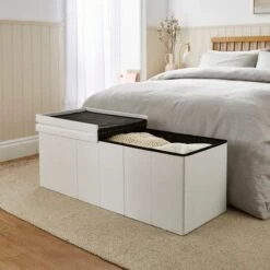 Faux Linen Bed Ottoman -Dunelm 30835302 alt01