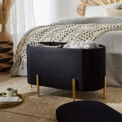 Boucle Lozenge Ottoman 16 Boucle Lozenge Ottoman -Dunelm 30835303 alt01