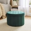 Velvet Large Round Ottoman