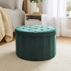 Velvet Large Round Ottoman