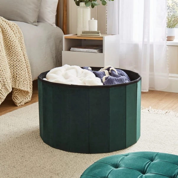 Velvet Large Round Ottoman 4 Velvet Large Round Ottoman - Image 2