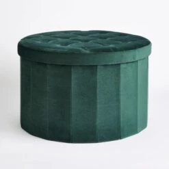 Velvet Large Round Ottoman 8 Velvet Large Round Ottoman -Dunelm 30835308 alt02