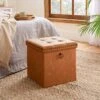 Faux Leather Cube Ottoman, Tan 1 Faux Leather Cube Ottoman, Tan -Dunelm 30835314