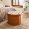 Faux Leather Large Round Ottoman 2 Faux Leather Large Round Ottoman -Dunelm 30835316