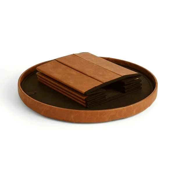 Faux Leather Large Round Ottoman 6 Faux Leather Large Round Ottoman - Image 4