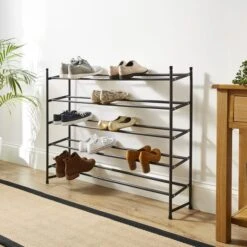5 Tier Extendable Metal Shoe Rack 14 5 Tier Extendable Metal Shoe Rack -Dunelm 30862494 alt01