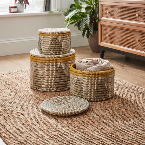 Set Of 3 Contrast Storage Baskets 3 Set Of 3 Contrast Storage Baskets